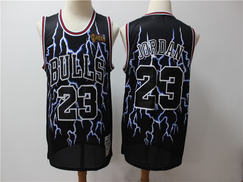 Men Chicago Bulls 23 Jordan Black Lightning version NBA Jerseys